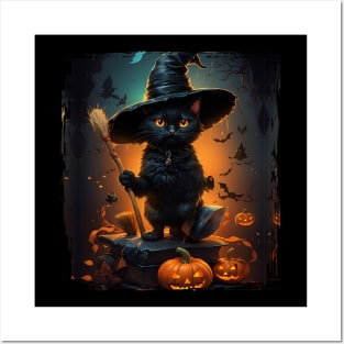 Black Cat Halloween Posters and Art